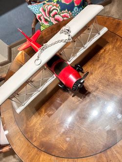 Metal Biplane Decorative Model
