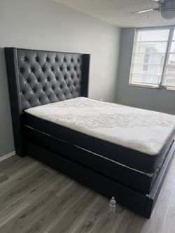 Queen  Size Bed Frame With Mattress All New Furniture And Free Delivery Free Installation 