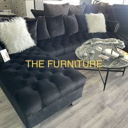 KIM MODERN BLACK VELVET SECTIONAL 🛋️ 