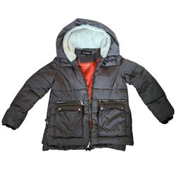 Madden NYC Puffer Jacket Hooded Womens Size L Sherpa Faux Fur Hoodie Dark Grey