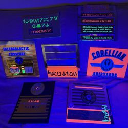 Homemade Star Wars Decorative Ship Panels. Black Light Activated Paper. 