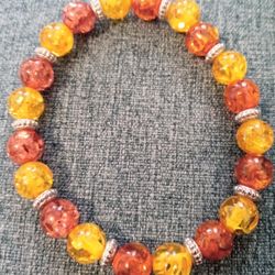 Orange And Yellow Bead Bracelet