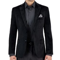 Men’s Alfani Slim Fit Black Velvet Sport Coat Blazer 42S