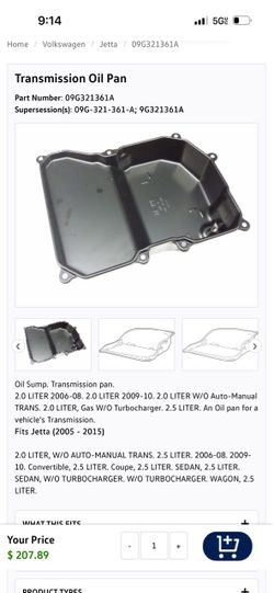 Audi and vw oil pan