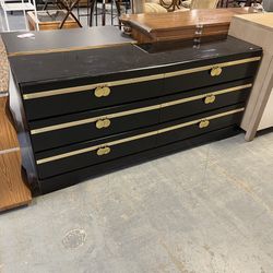 Vintage Black And Gold Post Modern Dresser (in Store)