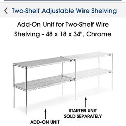 2 Shelf  Wire Shelving With Add-on