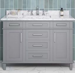 Sonoma 48 in. Single Sink Freestanding Pebble Gray Bath Vanity with Carrara Marble Top