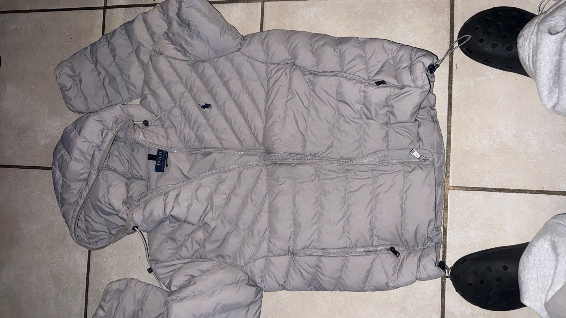 OFFER Polo Ralph Lauren Gray Puffer Size M 