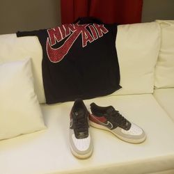 Air force Ones + Large Shirt