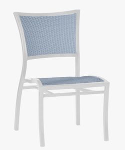 Light Blue Summer Classics Aire Outdoor Patio Dining Chairs - Weather-Resistant Wicker