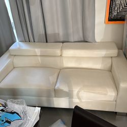 White Leather Couch 