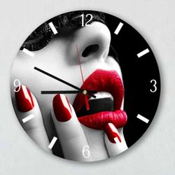 FELLY Red Lips Acrylic Wall Clock