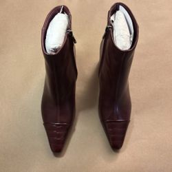 SAM EDELMAN SAIGE 2 CAP TOE ANKLE BOOT BURGUNDY LEATHER
