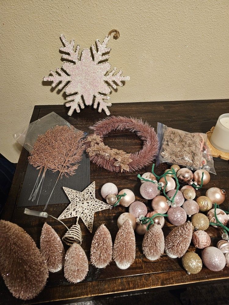 Rose Gold Christmas Decorations $30 Or Best Offer