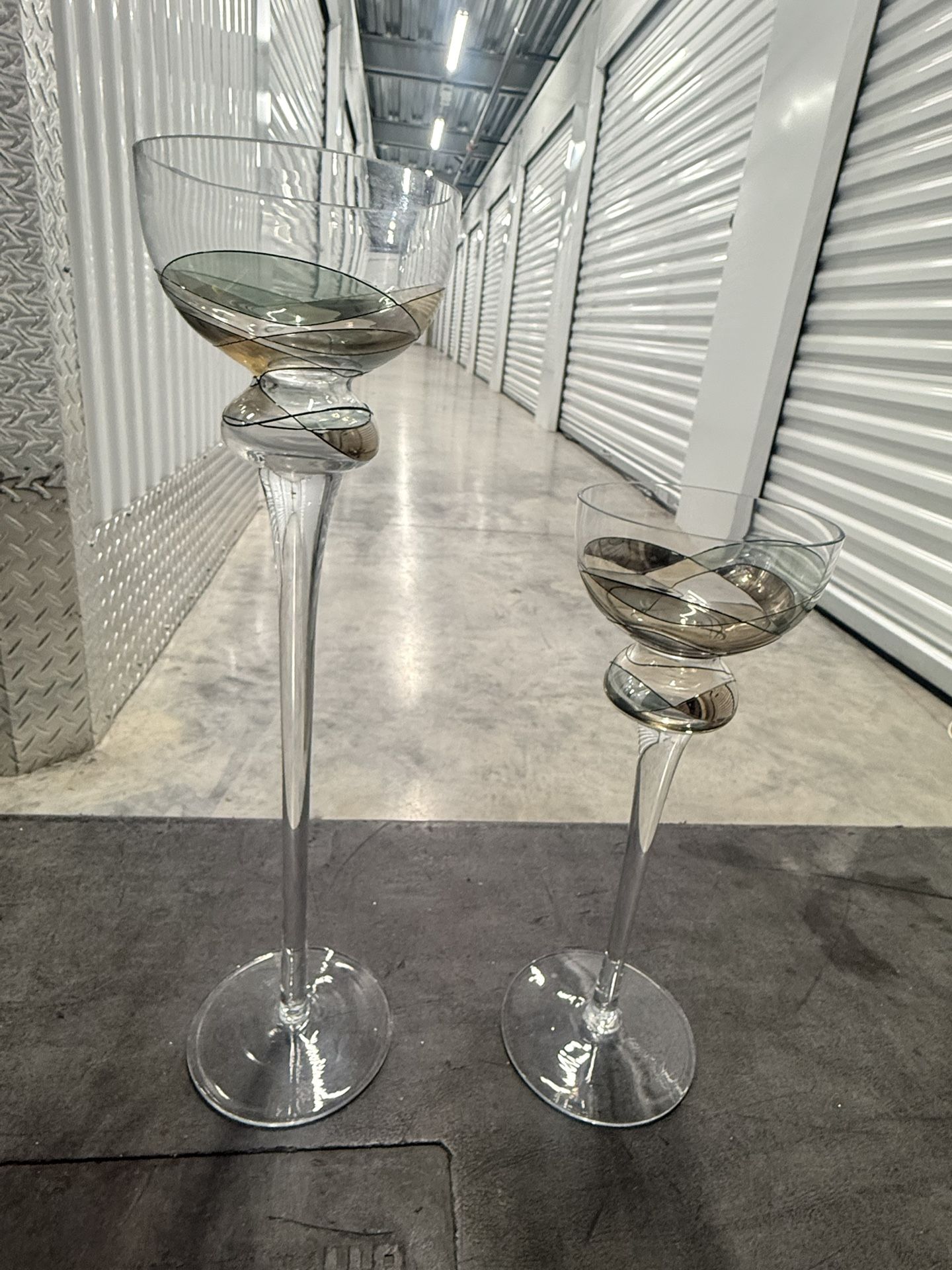 Set of 2 Tall Single light Candle Holders
