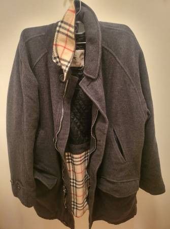 Men Burberry London Cashmere Tharp F07 Cut 1505 Pea Coat Jacket Small