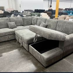 ✅️✅️4-Piece Convertible Sectional
Sleeper Sofa, Chaise Storage, Sofa Storage & USB Port✅️✅️