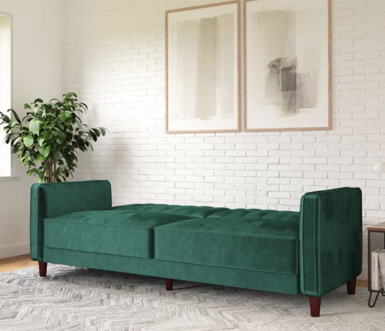 velvet square arm convertible sofa 