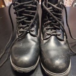 Used Men's Dexter Work Skid Resistant Waterproof Black Boots Size 7.5 Wide