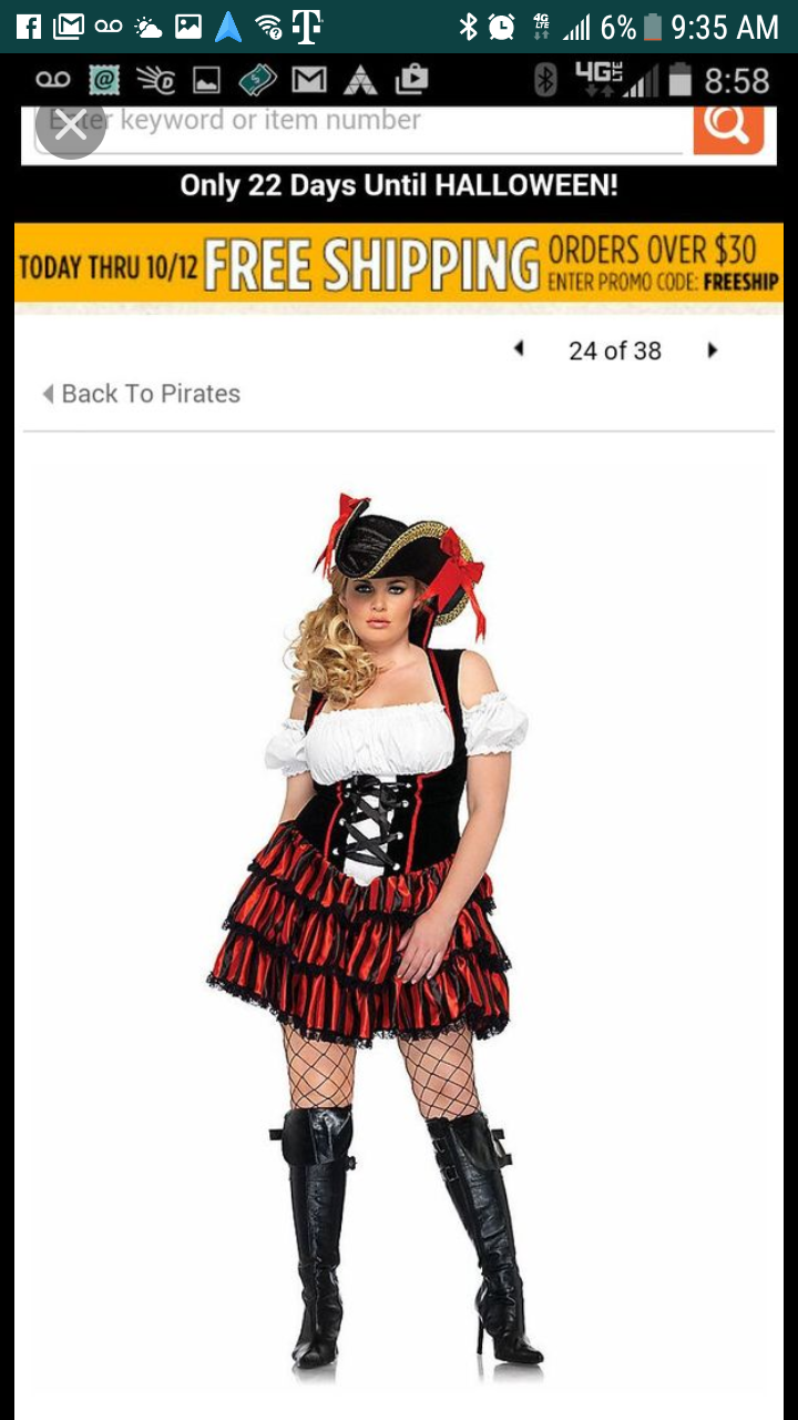 Sexy pirate xl includes hat, boots, etc