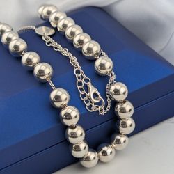 N2🩶🤍925 Sterling Silver Ball Choker Necklace