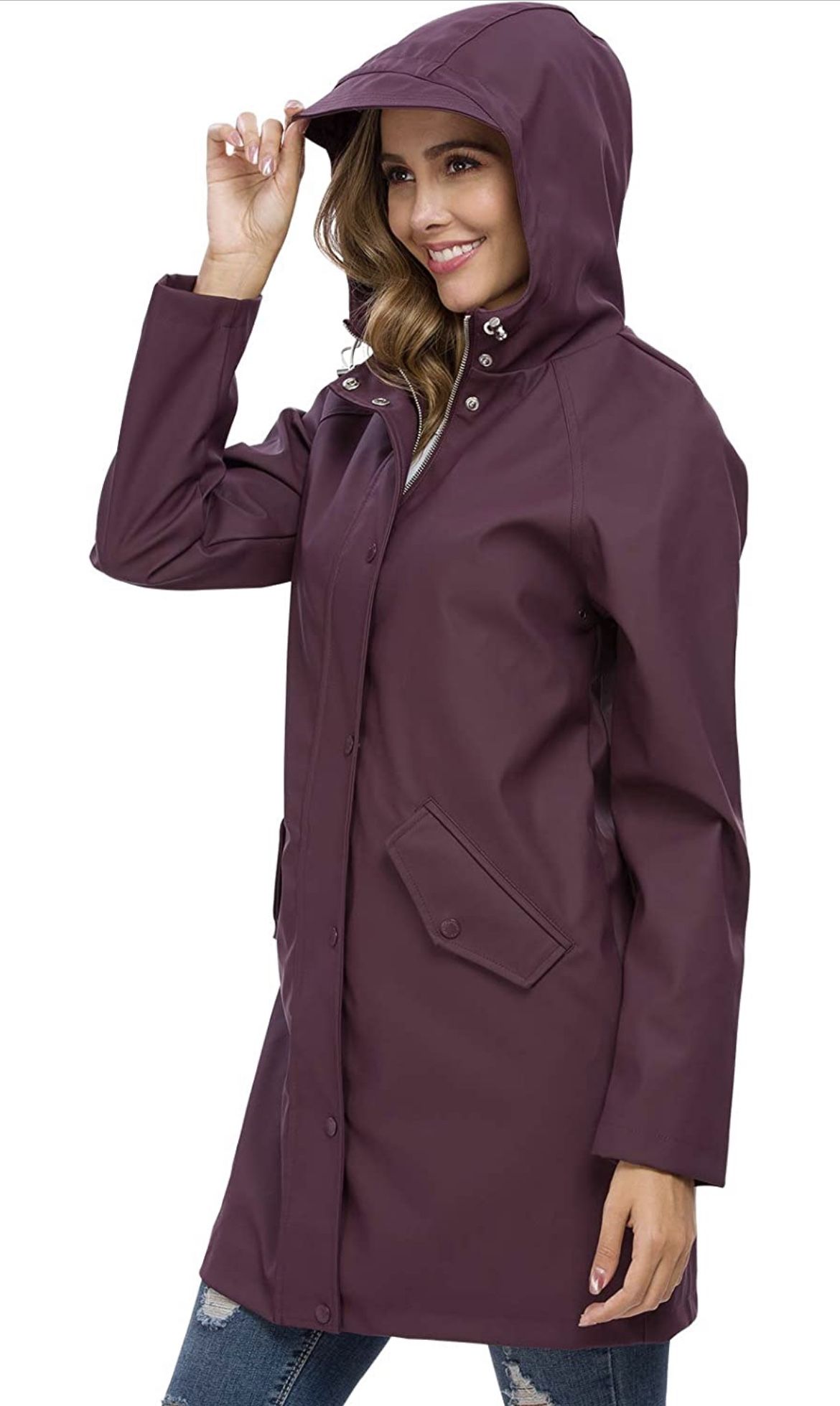 Fahsyee Raincoat Women, Rain Jacket Waterproof Raincoat Hooded Windbreaker-Sz. S
