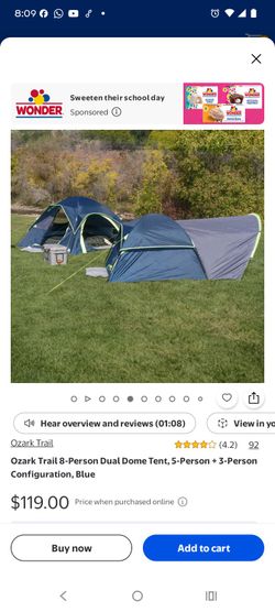 8 person Ozark Trail Large Blue Dome Camping Tent