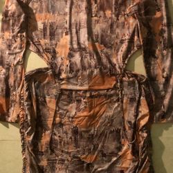 Something About You Ruched Mini Skirt Set Size: 3X / Orange/ Combo