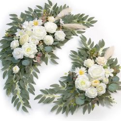 Artificial Wedding Arch Flowers Kit(Pack of 2) for Wedding Arch, Bridal Shower, Ceremony and Reception Backdrop Decoration (Cream & Champagne)