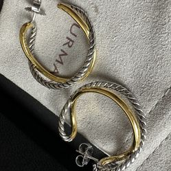 David Yurman gold and silver interlace earrings