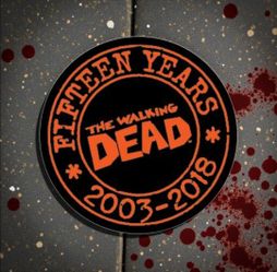 The Walking Dead Comics 15th Anniversary NYCC Comic Con 2018 Exclusive Promo Pin 1". This is a collectible pin commemorating the 15th anniversary of T