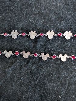 Silver .925 Mickey Mouse And Minnie Mouse Bracelets For Little Boys 