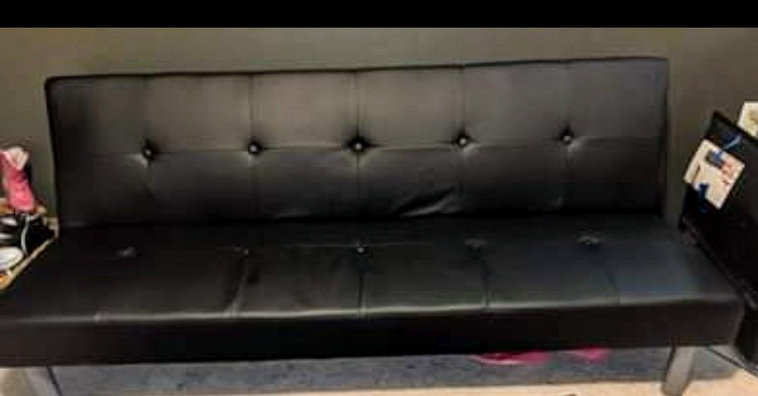 Black leather futon