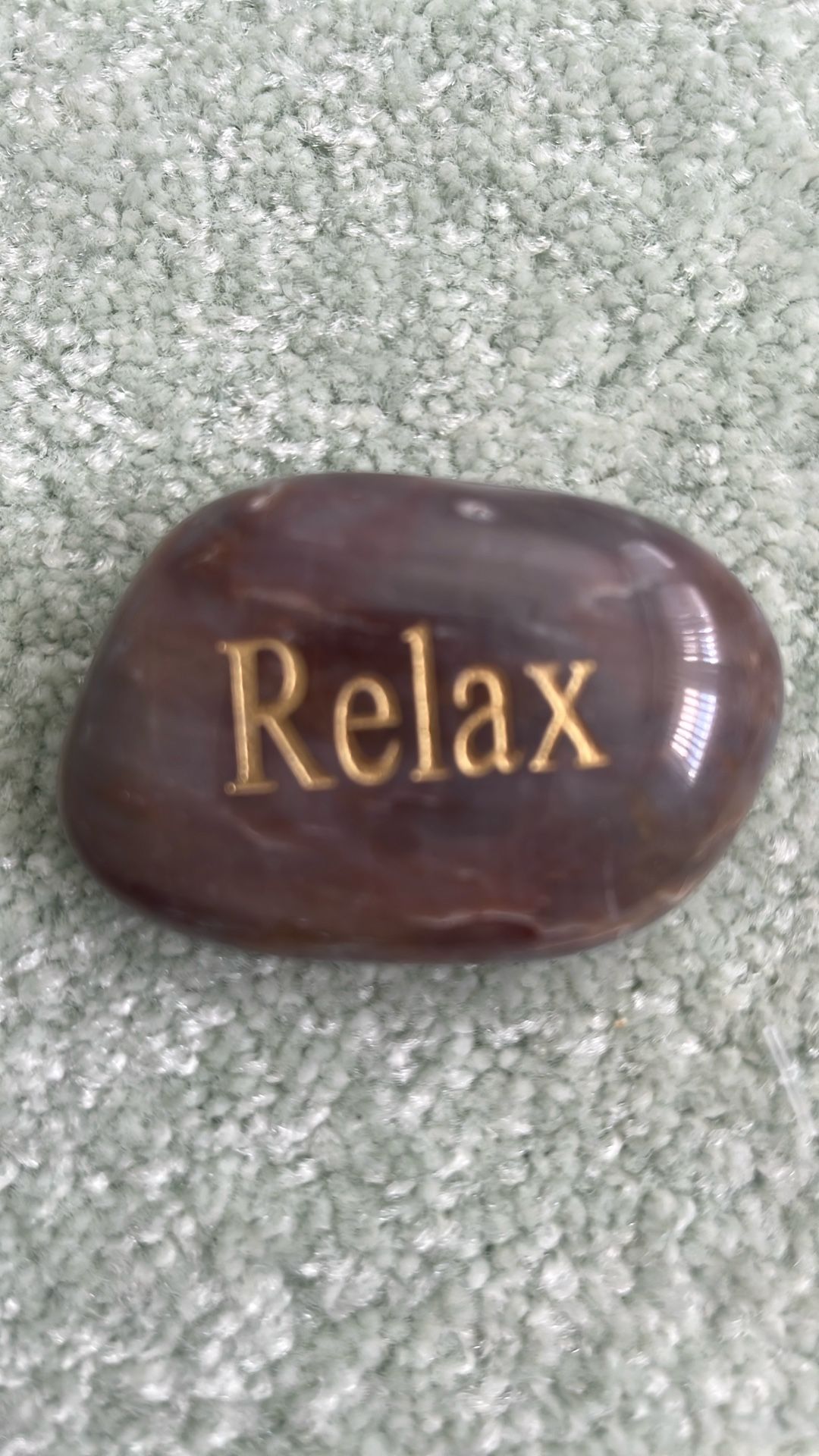 Engraved Inspirational Stone With The Word Relaxed Engraved On It 2.25“ X 1.5“ X .6“