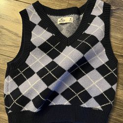 Hollister Cropped Sweater Vest Size Medium - Blue 