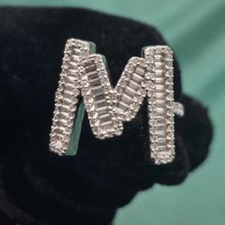 INTIAL "M" VVS D MOISSANITE AND 925 STERLING SILVER