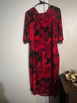 New Red and Black Floral Midi DressNew