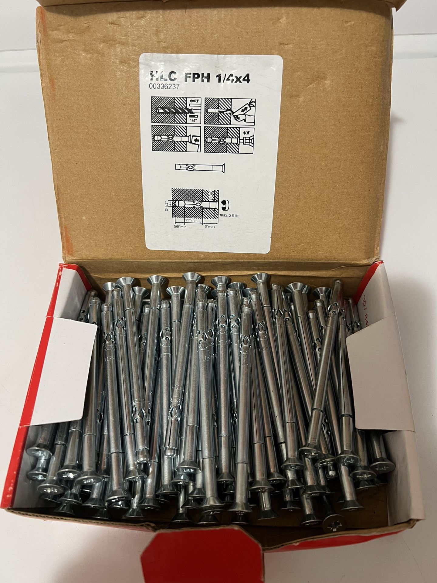 Hilti 336237 HLC Sleeve Anchor HLC-FPH 1/4x4 100 Pack New