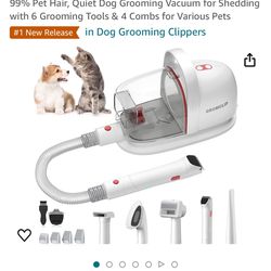 GROMCLIP Dog Grooming Kit, 1.8L Pet Grooming Vacuum for Dog Hair Remover with 3 Powerful Suction 99% Pet Hair, Quiet Dog Grooming Vacuum for Shedding 