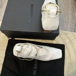Jil Sander heels with gold brackets