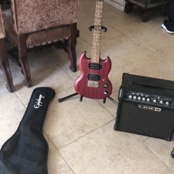   Epiphone Limited Edition SPECIAL  MODEL Six String Electic Guitar with LINE 6 Spider IV Amp pls case & stand.