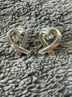 Tiffany & Co Paloma Picasso Loving Heart Stud Earrings 925 Silver