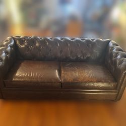 Pottery Barn Chesterfield Leather Sofa – 86” – Classic – $800