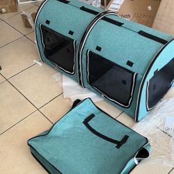 PawHut 39" Portable Soft 2 Sided Pet Cat Carrier w/ Divider, Green