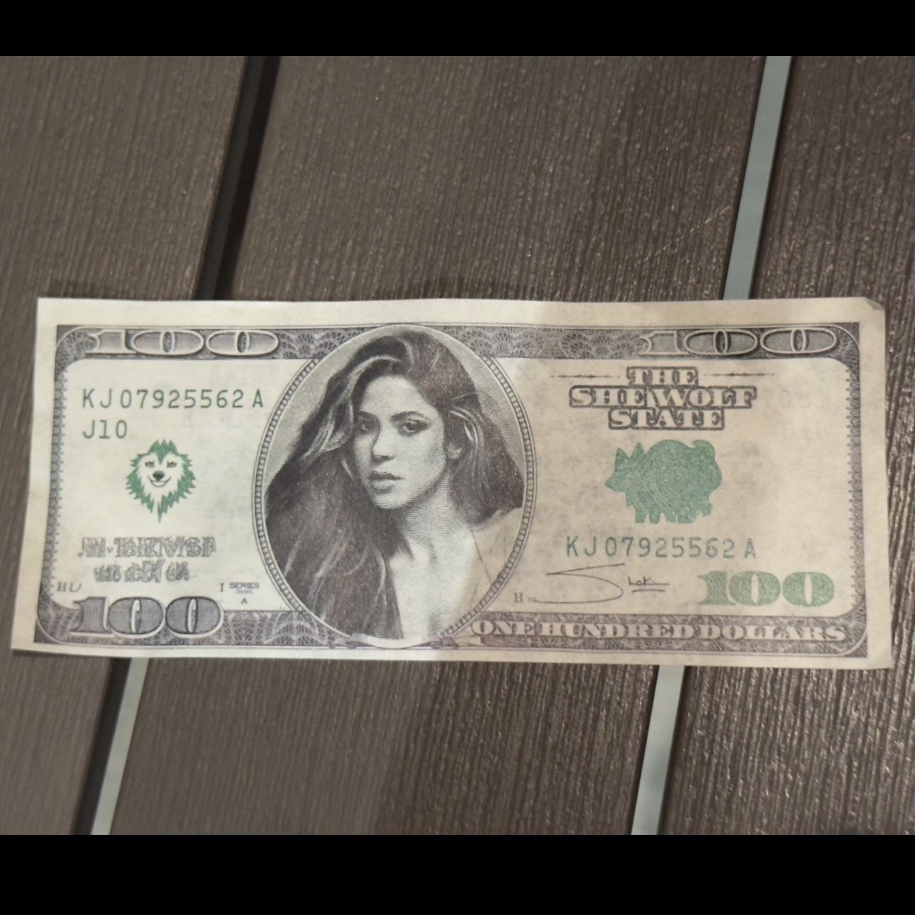 Shakira “She Wolf State” Fake $100 Bill – Snapdragon Stadium 6/26/25