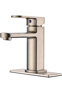 Single Handle Bathroom Sink Faucet,1 Hole or 3 Hole Lavatory Vanity Bathroom Faucet with Deck Plate,Pop up Drain and Water Supply Lines,Brushed Nickel