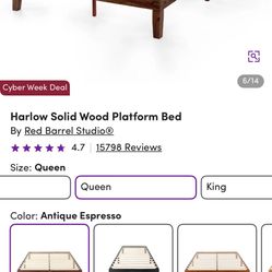 Free Queen Solid Wood Bed Frame 