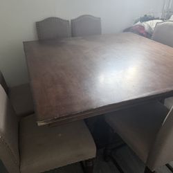 Large Real Wood Table With 8 Gently Used Chairs!