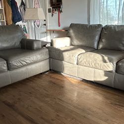 Genuine leather couch, Gray