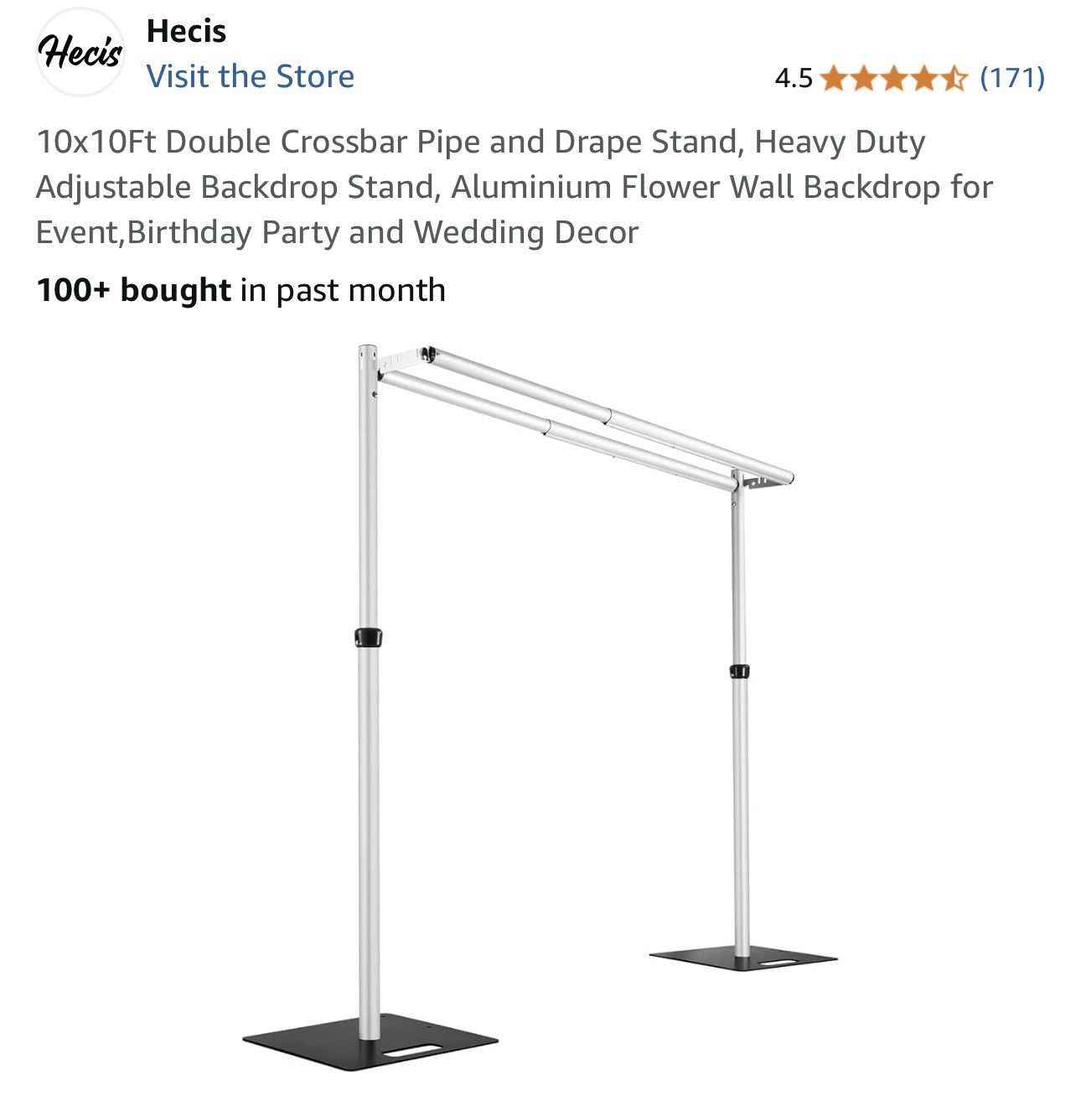 $200 Brand New Hecis 10' x 10' Double Crossbar Pipe and Drape Backdrop